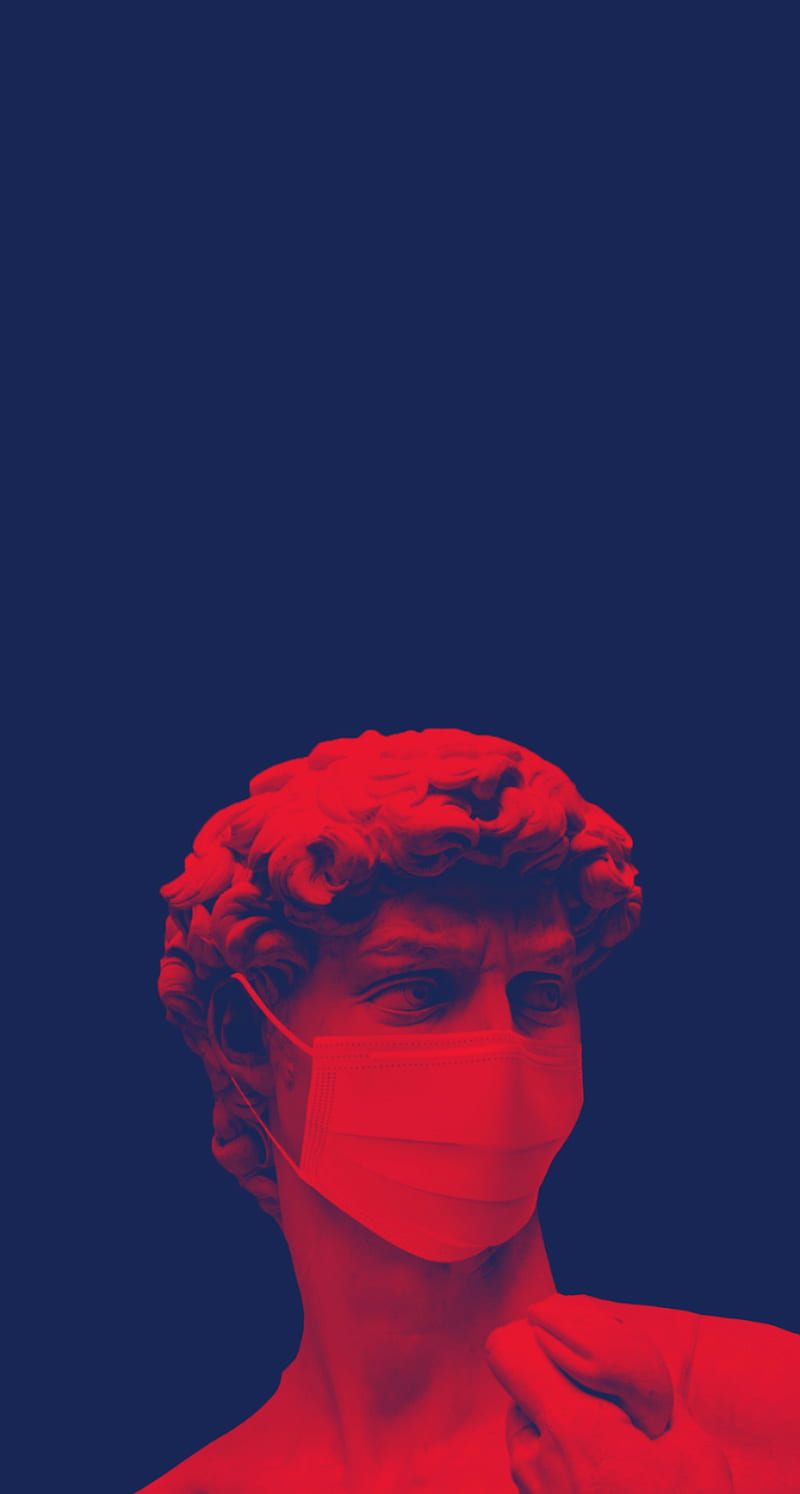 Statue with mask, 2020, estatua, greek, griegos, iphone, mascarilla, staue, virus, HD phone wallpaper