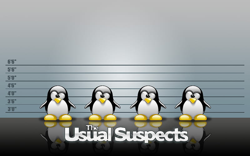 tux-usual suspects, linux, suspects, tux, penguin, HD wallpaper