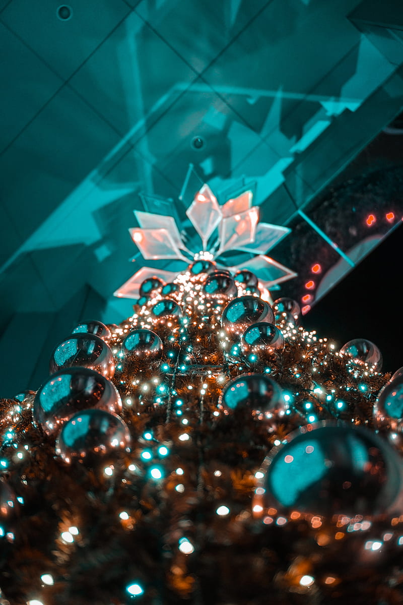 tree, garland, new year, christmas, decoration, HD phone wallpaper