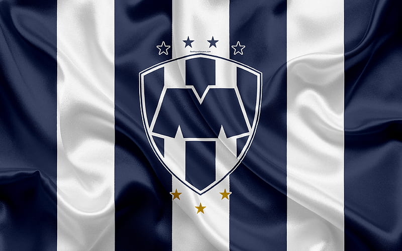 Monterrey FC Mexican Football Club, emblem, logo, sign, football, Primera Division, Mexico Football Championships, Monterrey, Mexico, silk flag, CF Monterrey, HD wallpaper