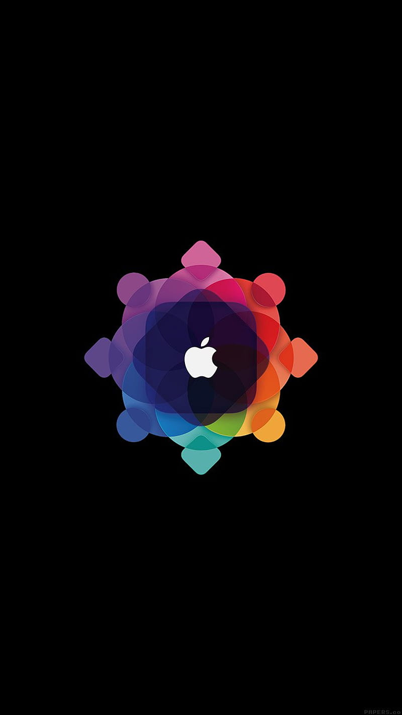 Apple logo, apple, blue, purple, red, yellow, HD phone wallpaper