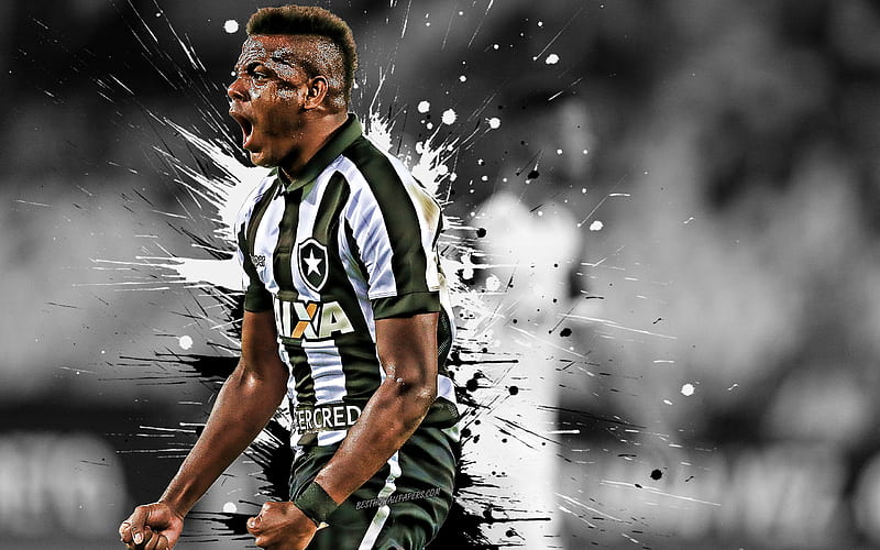 Marcos Vinicius Botafogo, Brazilian footballer, creative art, blades style, Serie A, Brazil, black background, lines art, football, HD wallpaper