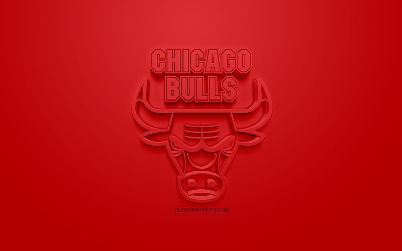 Chicago Bulls, creative 3D logo, red background, 3d emblem, American basketball club, NBA, Chicago, Illinois, USA, National Basketball Association, 3d art, basketball, 3d logo, HD wallpaper