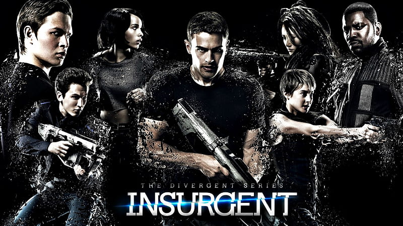 Insurgent (2015), movie, Theo James, black, man, insurgent, fantasy, gun, girl, actress, divergent series, people, Shailene Woodley, actor, HD wallpaper