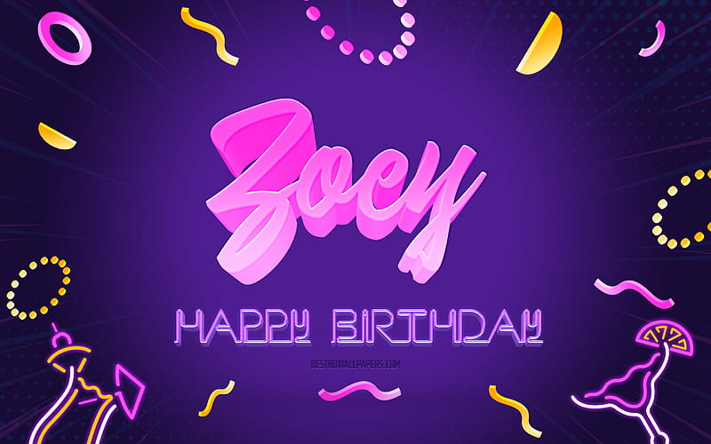 Happy Birtay Zoey Purple Party Background, Zoey, creative art, Happy Zoey birtay, Sofia name, Zoey Birtay, Birtay Party Background, HD wallpaper