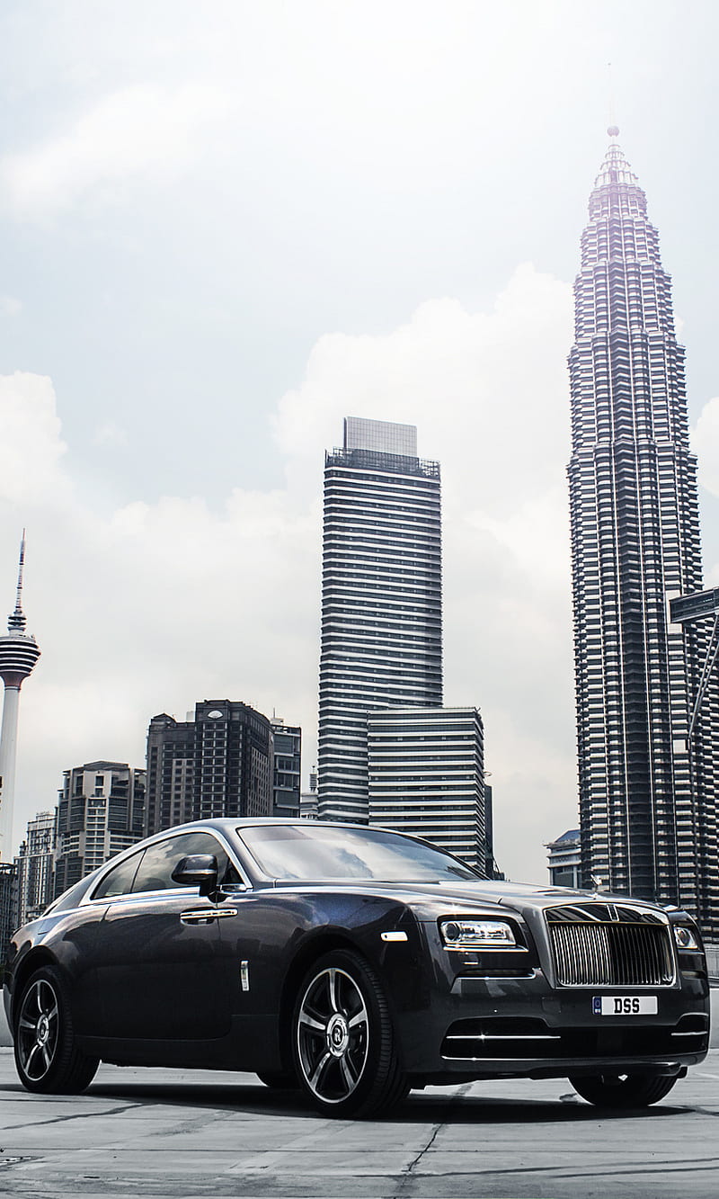 rolls wraith, amazing, auto, black, british, car, carros, luxury, sky, HD phone wallpaper
