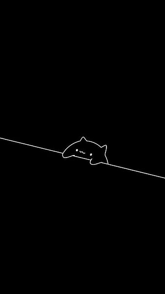 Dark Bongo Cat, meme, black cat, dark car, dark, black, dark bongo, bongo cat, HD phone wallpaper