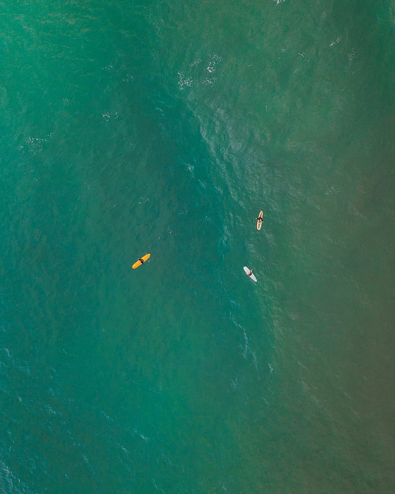 surfers, ocean, aerial view, water, surface, HD phone wallpaper