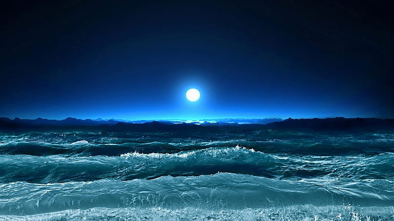 Silent Ocean Waves, pretty, silent, wonderful, stunning, sun, marvellous, bonito, adorable, sea beach, nice, moon, outstanding night, super, amazing, fantastic, ocean, silence, waves, ocean waves, sky, water, skyphoenixx1, awesome, nature, great, HD wallpaper