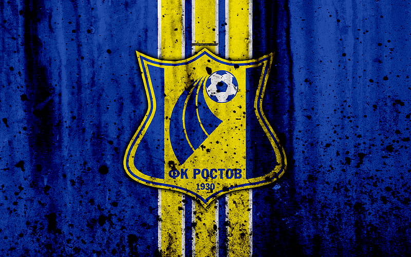 FC Rostov, grunge, Russian Premier League, art, soccer, football club, Russia, Rostov, logo, stone texture, Rostov FC, HD wallpaper