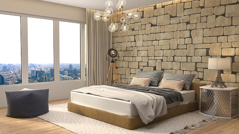 Room, Furniture, Bed, Bedroom, Cgi, HD wallpaper