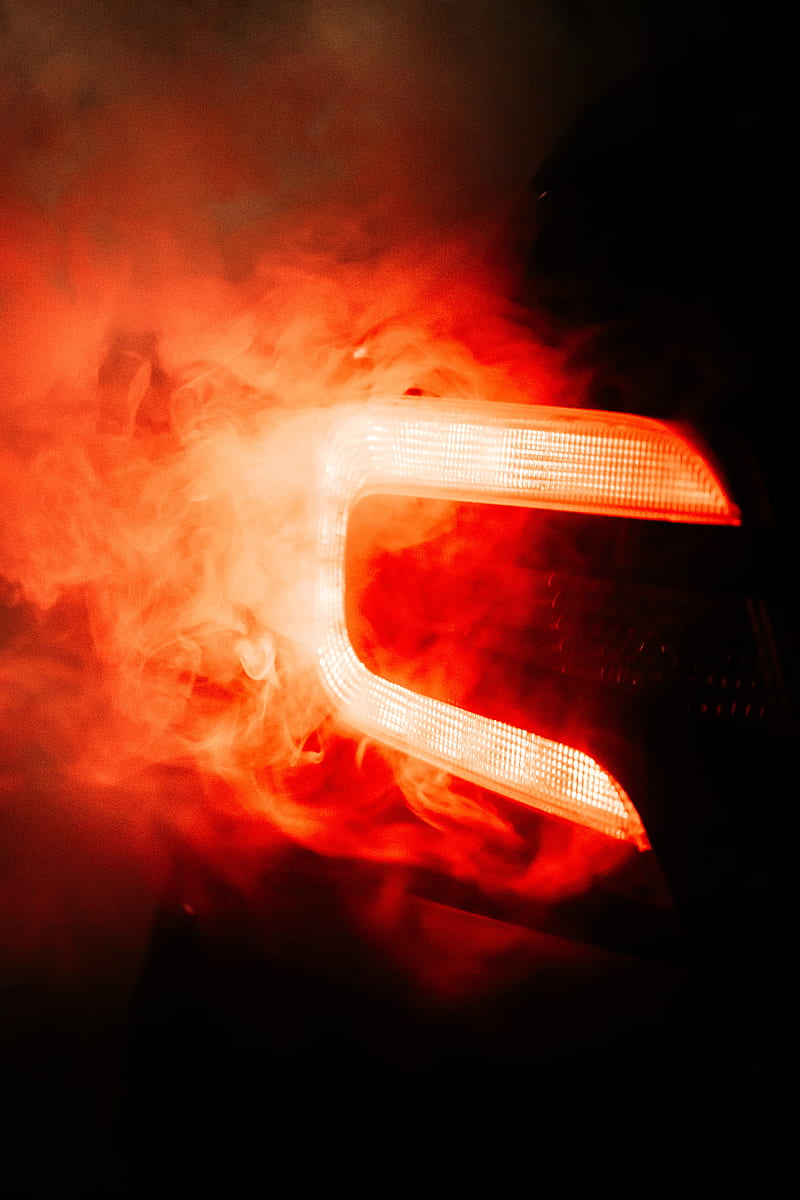 car, tailight, light, smoke, red, dark, HD phone wallpaper