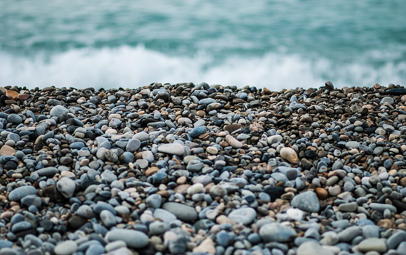 gray and black stones near sea at dayime, HD wallpaper