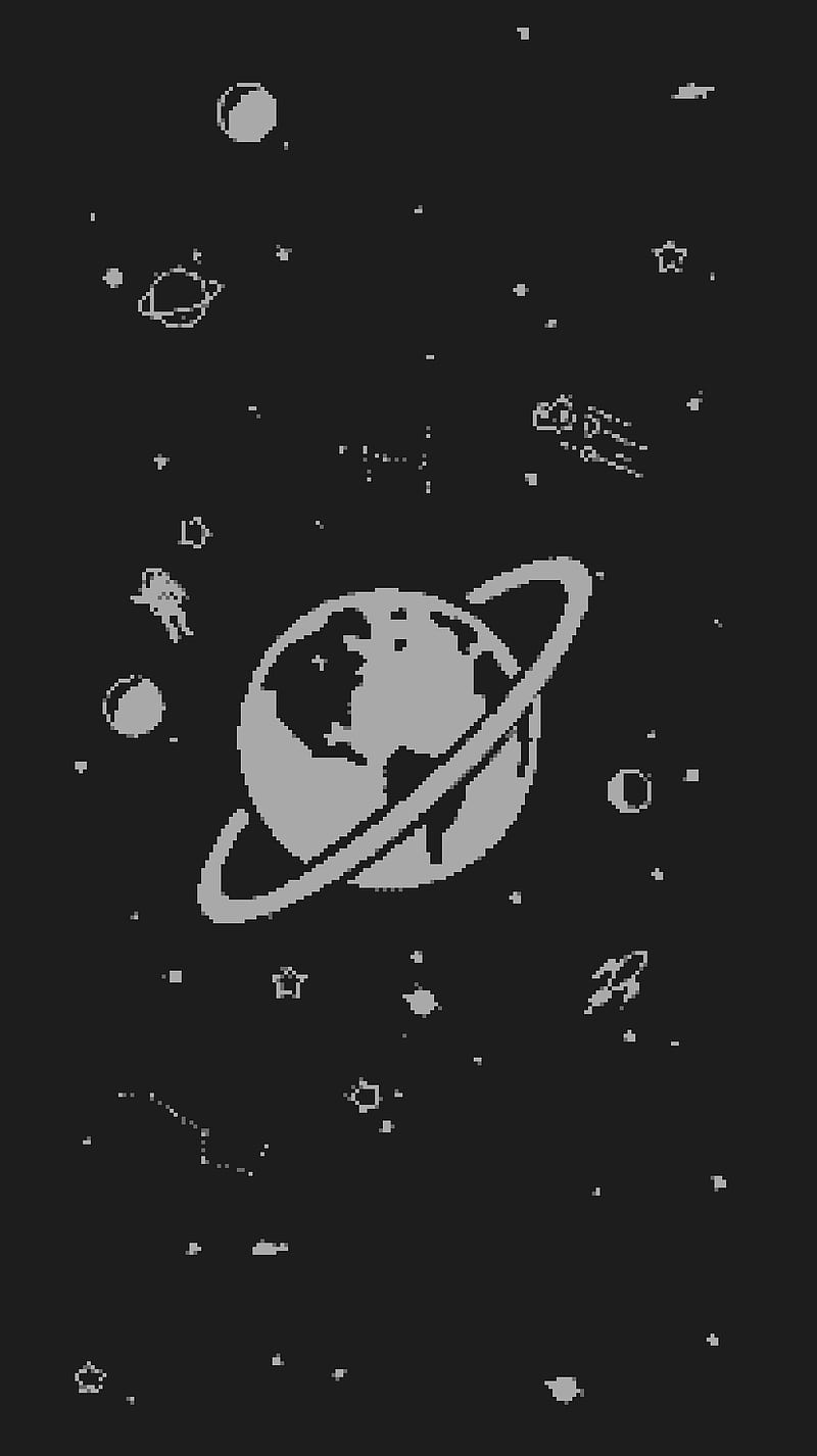 Space, pixel, planets, astronaut, estrela, star, aliens, alien, HD phone wallpaper