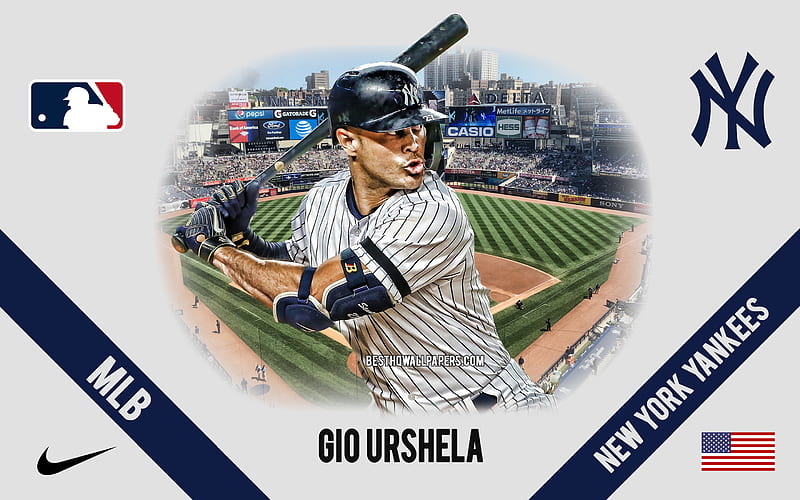 Gio Urshela, New York Yankees, Colombian Baseball Player, MLB, portrait, USA, baseball, Yankee Stadium, New York Yankees logo, Major League Baseball, HD wallpaper