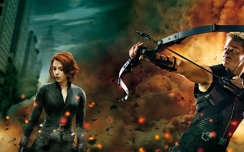 Scarlett Johansson, Movie, Black Widow, Hawkeye, The Avengers, Natasha Romanoff, Jeremy Renner, HD wallpaper
