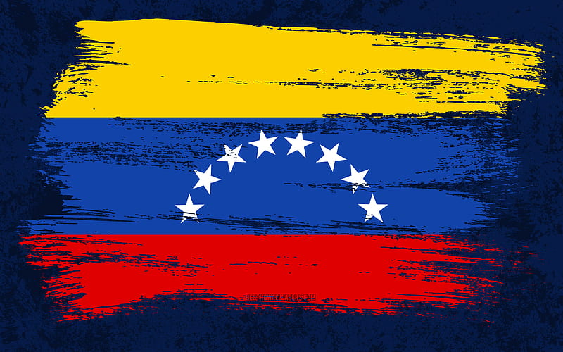Flag of Venezuela, grunge flags, South American countries, national symbols, brush stroke, Venezuelan flag, grunge art, Venezuela flag, South America, Venezuela, HD wallpaper