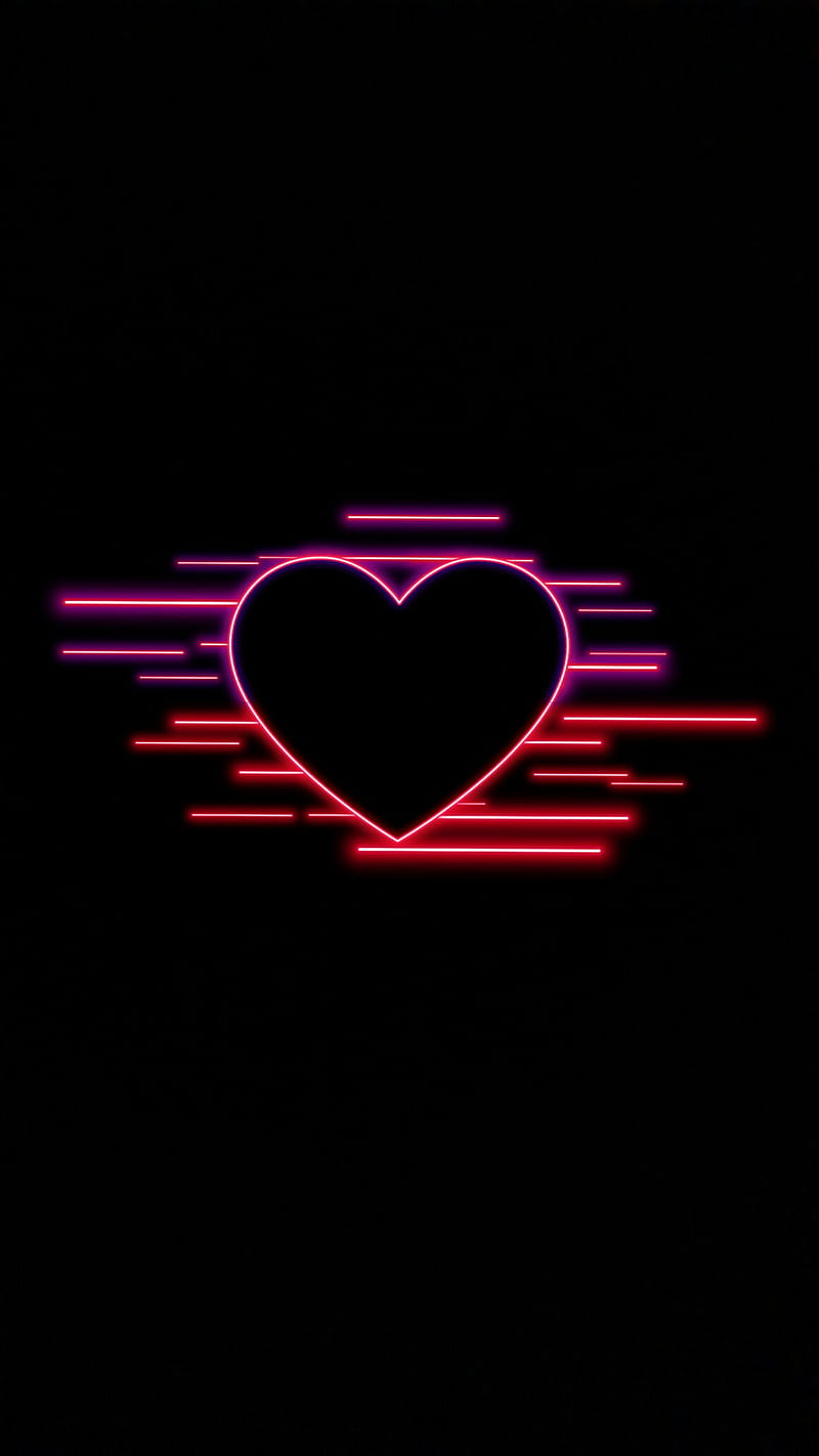 Neon Heart, dark, love, HD phone wallpaper
