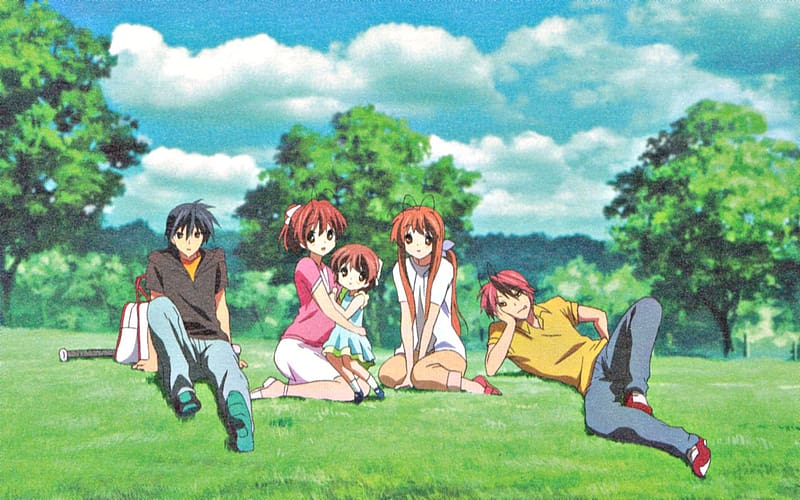 Anime, Clannad, Akio Furukawa, Nagisa Furukawa, Sanae Furukawa, Tomoya Okazaki, Ushio Okazaki, HD wallpaper