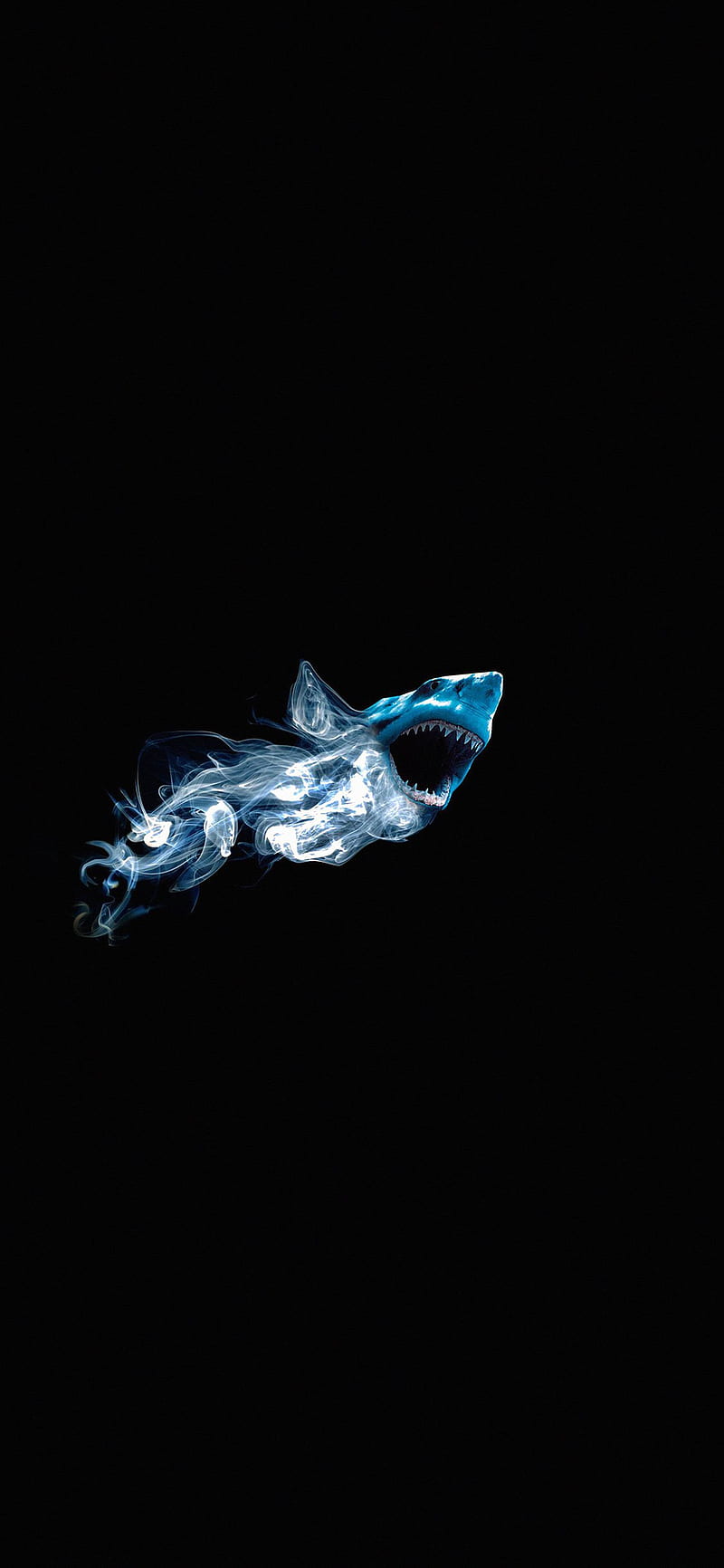 Smokey Shark, black, blue, cool, great white, sharks, smoke, white, HD phone wallpaper