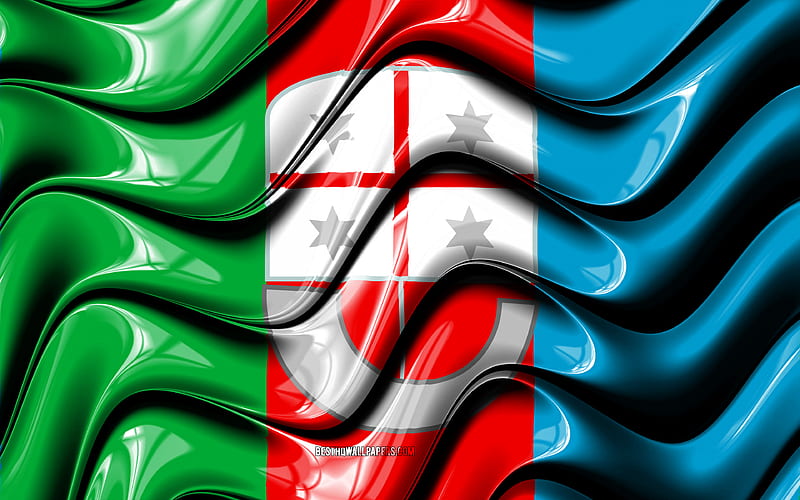 Liguria flag Regions of Italy, administrative districts, Flag of Liguria, 3D art, Liguria, Italian regions, Liguria 3D flag, Italy, Europe, HD wallpaper