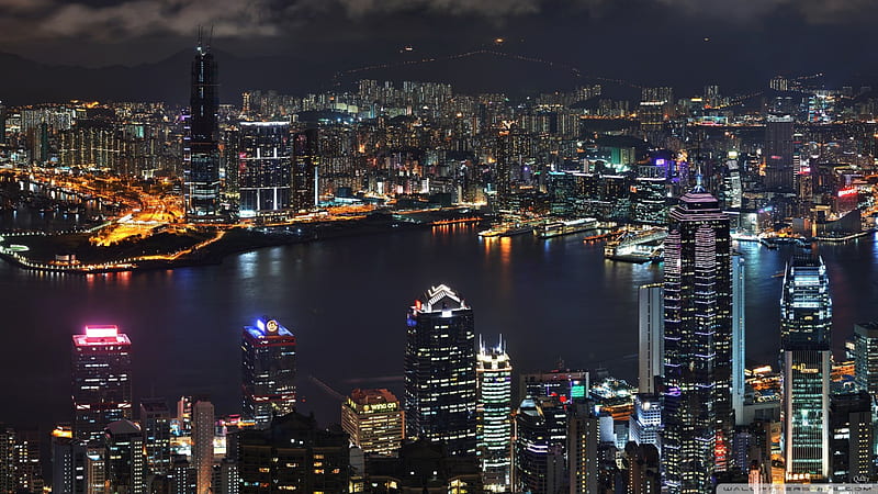 Victoria Harbour Hong Kong, city, harbour, china, hong kong, skyscrapers, HD wallpaper