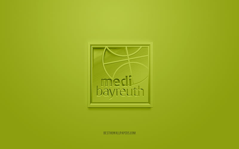 Medi Bayreuth, creative 3D logo, green background, BBL, 3d emblem, German Basketball Club, Basketball Bundesliga, Bayreuth, Germany, 3d art, basketball, Medi Bayreuth 3d logo, HD wallpaper