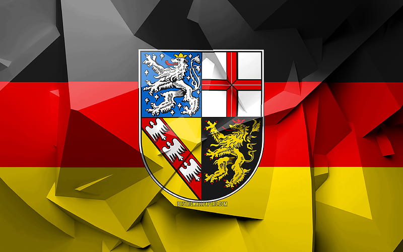 Flag of Saarland, geometric art, States of Germany, Saarland flag, creative, german states, Saarland, administrative districts, Saarland 3D flag, Germany, HD wallpaper