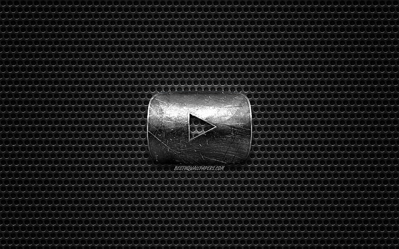 YouTube logo, steel polished logo, YouTube emblem, brands, metal mesh texture, black metal background, YouTube for with resolution . High Quality, HD wallpaper