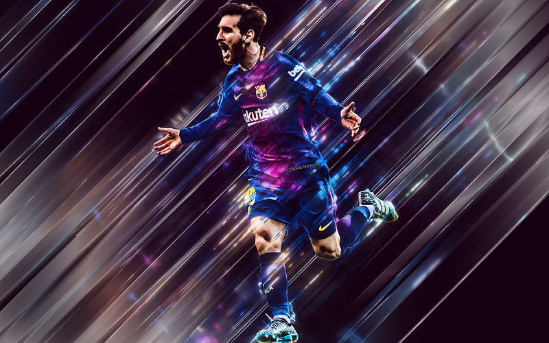 Lionel Messi, Argentinian footballer, striker, Catalan football club, Barcelona FC, line style, goals, football star, La Liga, Messi, Spain, football, art, HD wallpaper