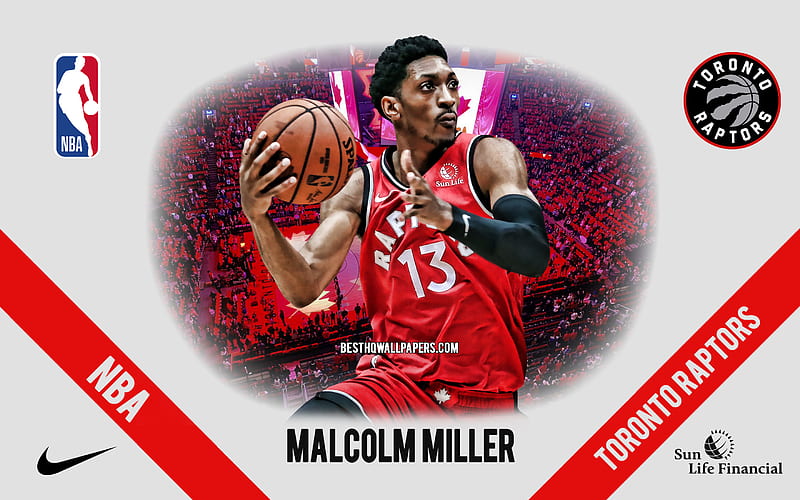 Malcolm Miller, Toronto Raptors, American Basketball Player, NBA, portrait, USA, basketball, Scotiabank Arena, Toronto Raptors logo, HD wallpaper