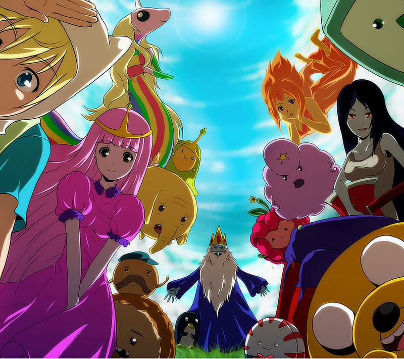Adventure Time, bmo, bubblegum, finn, ice, jake, king, princess, HD wallpaper
