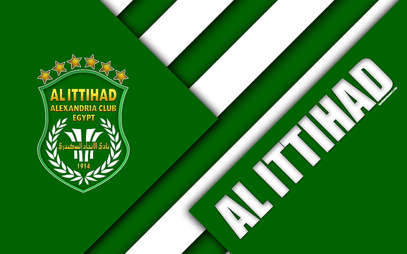 Al-Ittihad Alexandria FC, Egyptian football club logo, material design, green white abstraction, Alexandria, Egypt, football, Etisalat Egyptian Premier League, El-Sakandary, HD wallpaper