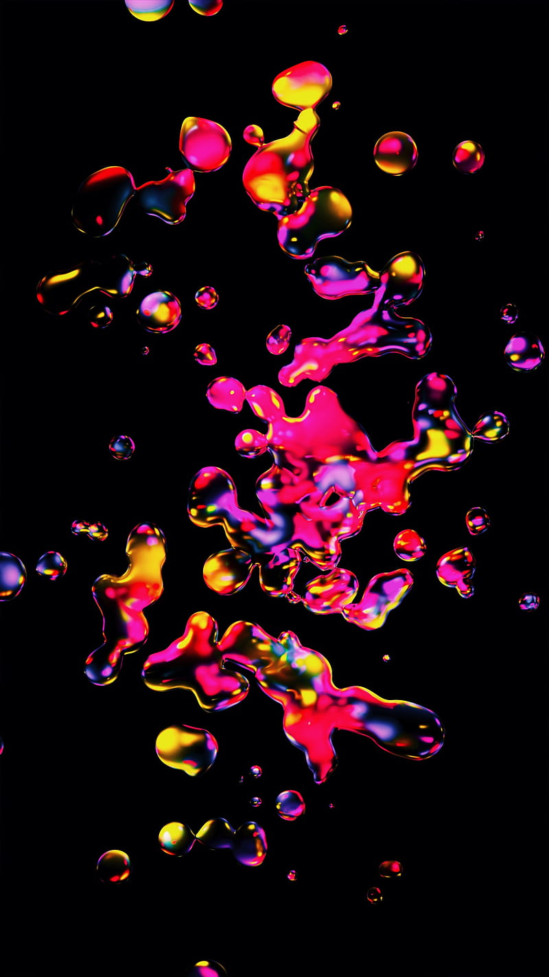 Space Blobs, Colorful, Electric, Space, abstract, amoled, blobs, liquid, mercury, oled, water, HD phone wallpaper