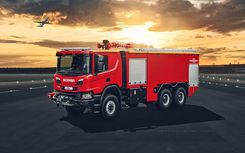 Scania P500 XT, fire truck, rescue services, modern fire engine, Scania LPGRS-range, Scania, HD wallpaper