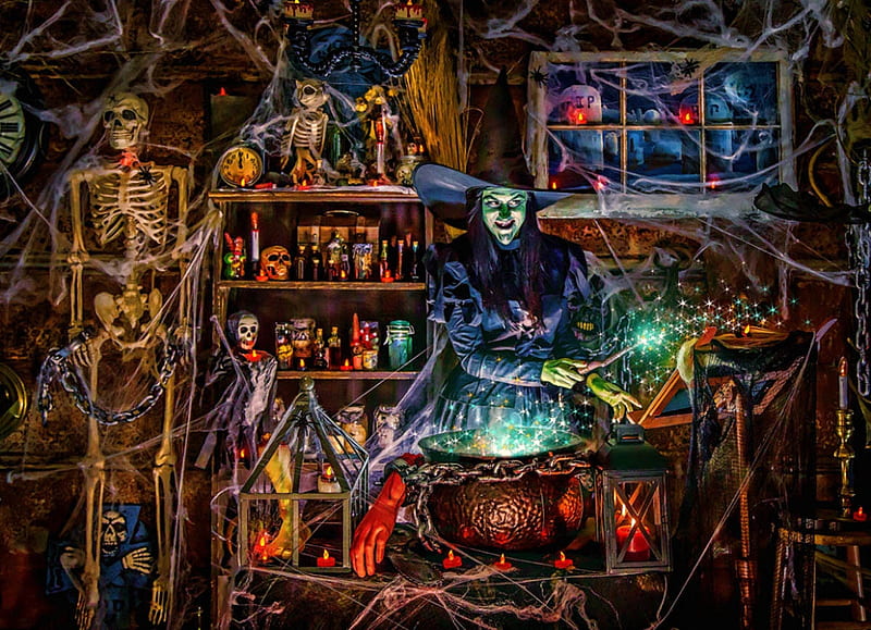 Witches Room, witch, room, spooky, cauldron, creepy, HD wallpaper