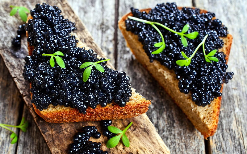 black caviar, sandwich, sturgeon, caviar, HD wallpaper