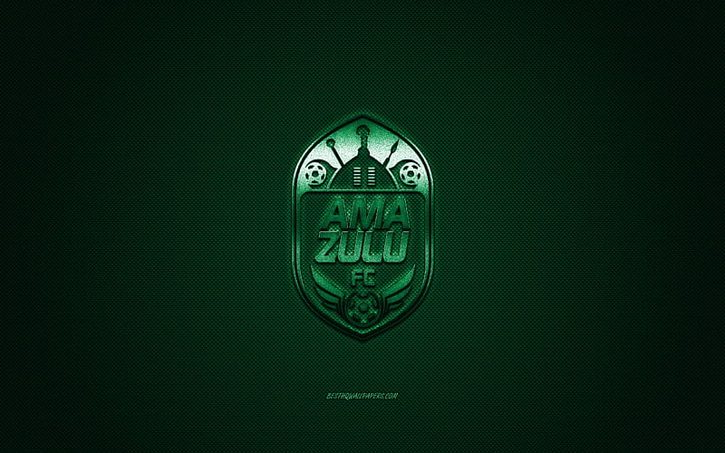 AmaZulu FC, South African football club, South African Premier Division, green logo, green carbon fiber background, football, Durban, South Africa, AmaZulu FC logo, HD wallpaper