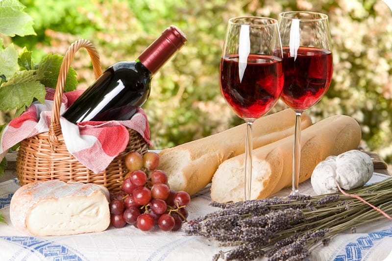 *Romantic Picnic food*, romantic, wine, cheese, bread, picnic, HD wallpaper