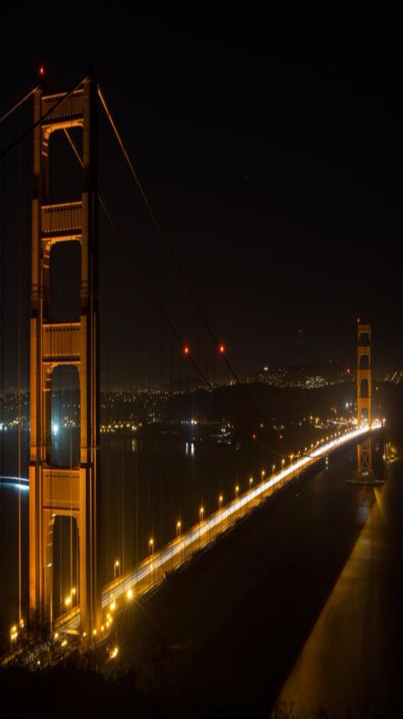 Golden Gate Bridge, city lights, night, travel, HD phone wallpaper