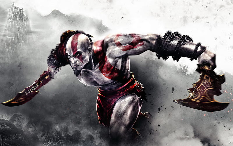 God of War 3, warrior, god of war, sword, wide, HD wallpaper