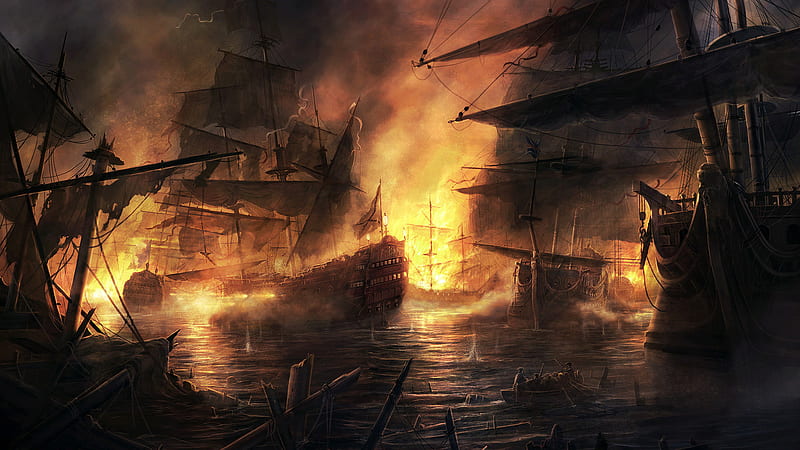 Battleship`s Remnants, ships, guerra, battle, pirate, HD wallpaper