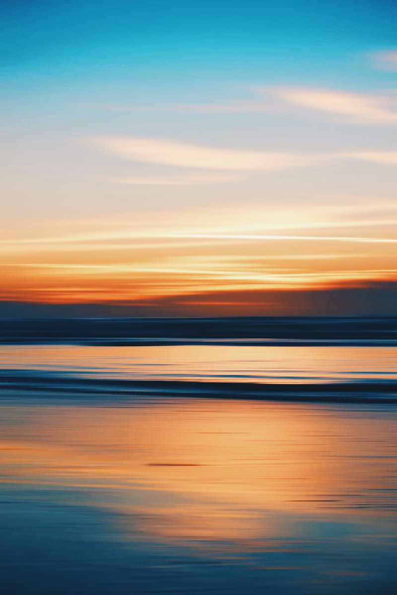 sunset, water, clouds, dusk, horizon, HD phone wallpaper