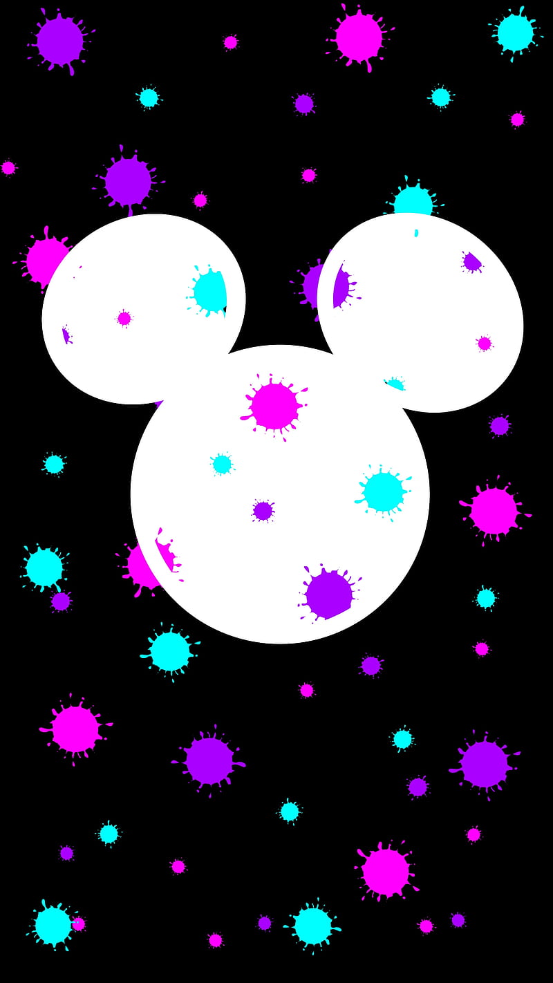 Mickey mouse splat 3, black, colorful, colourful, cyan, disney, mickey mouse,  HD phone wallpaper | Peakpx