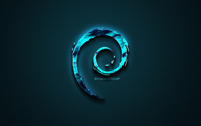 Debian blue logo, creative blue art, Debian emblem, dark blue background, Debian, logo, brands, HD wallpaper
