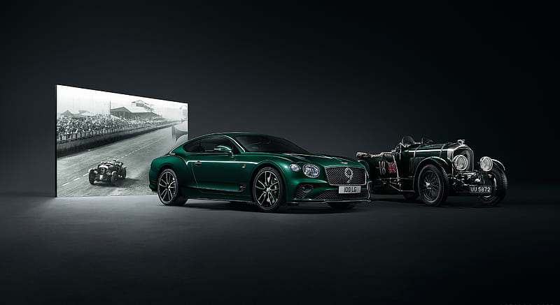 2019 Bentley Continental GT Number 9 Edition by Mulliner and 1930 No. 9 Le Mans race car - Front Three-Quarter, HD wallpaper