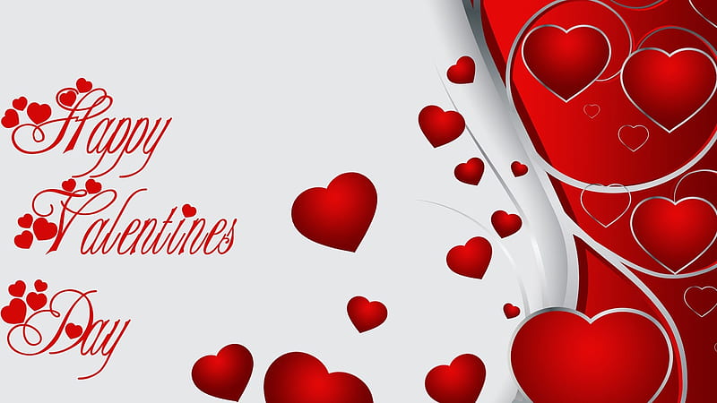 Happy Valentine's Day Word In White Background With Red Hearts Valentine, HD wallpaper