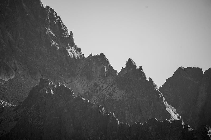 gray-scale graphy of mountain, HD wallpaper