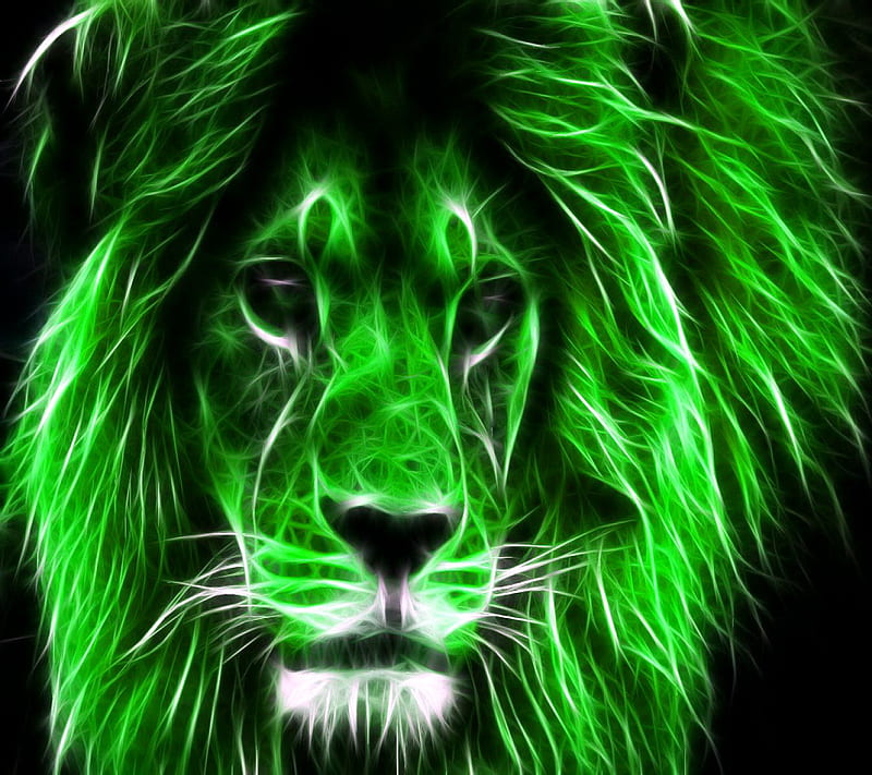 León verde, arte, desenho, pintura, Fondo de pantalla HD | Peakpx