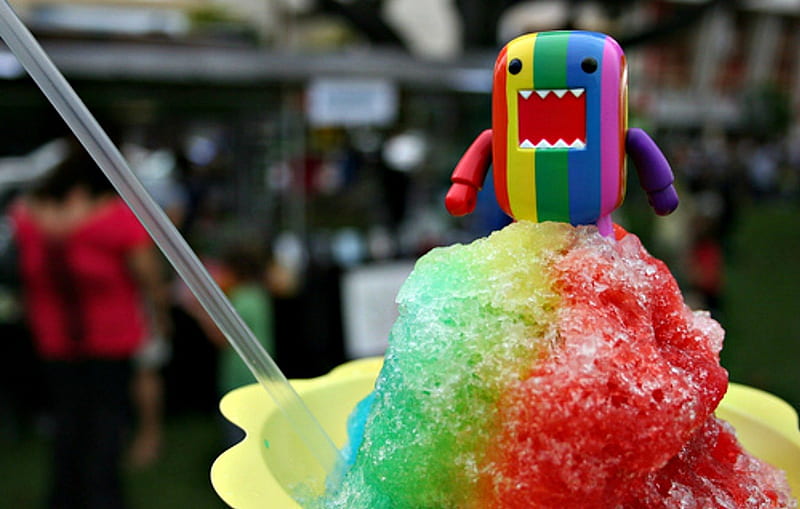 Domo ( Rainbow IceCream), domo, ice cream, adorable, rainbow, rainbow icecream, cartoon, straw, sweet, cute, rainbow domo, love, ice, cream, HD wallpaper